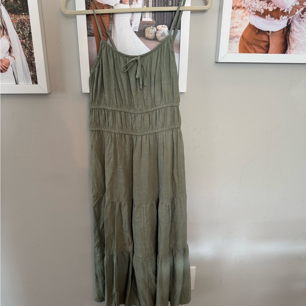 Celebrity Pink Olive Green Maxi Dress with Spaghetti Straps